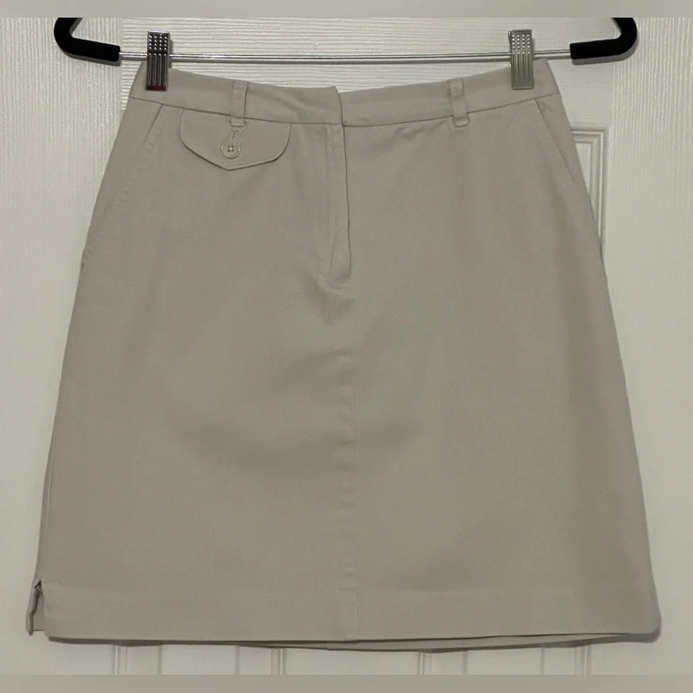 Annex Petite Khaki Utility Skirt Size 4P Button Pocket Belted Style